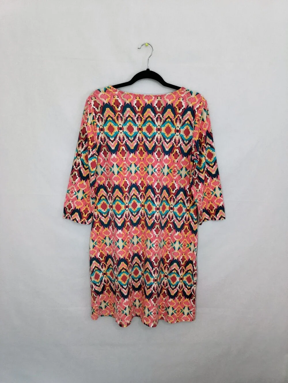 Liz Claiborne New York Vibrant Pink Multicolor Ikat-Print Women's Dress